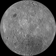 The lunar farside as never seen before! LROC WAC orthographic projection centered at 180 degrees longitude, 0 degrees latitude. 